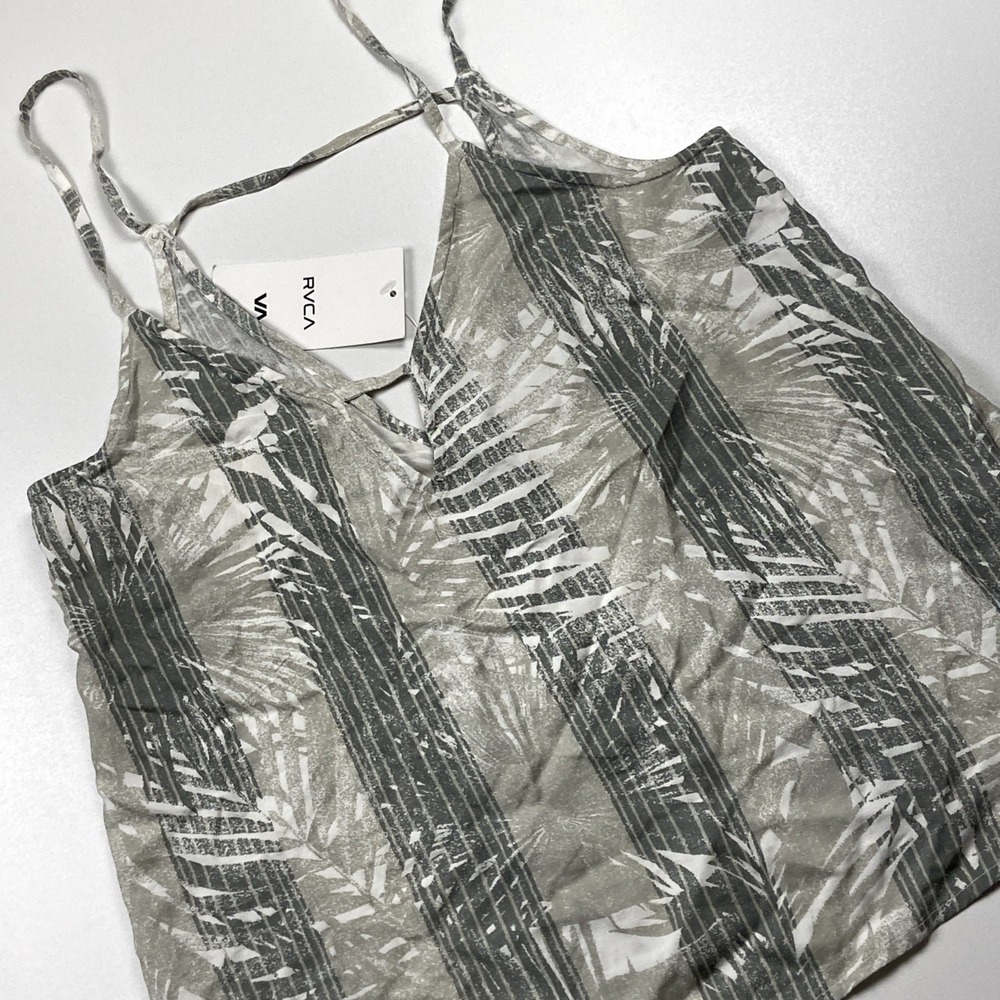RVCA Tropical Leaf Strappy Back Tank Top Size XS Lightweight Sleeveless Top NWT